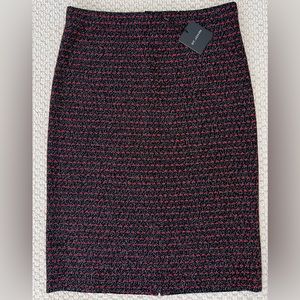 NWT St John Fabric Knitted Skirt Black/Foxfire Multi and Silver Shimmer Size L